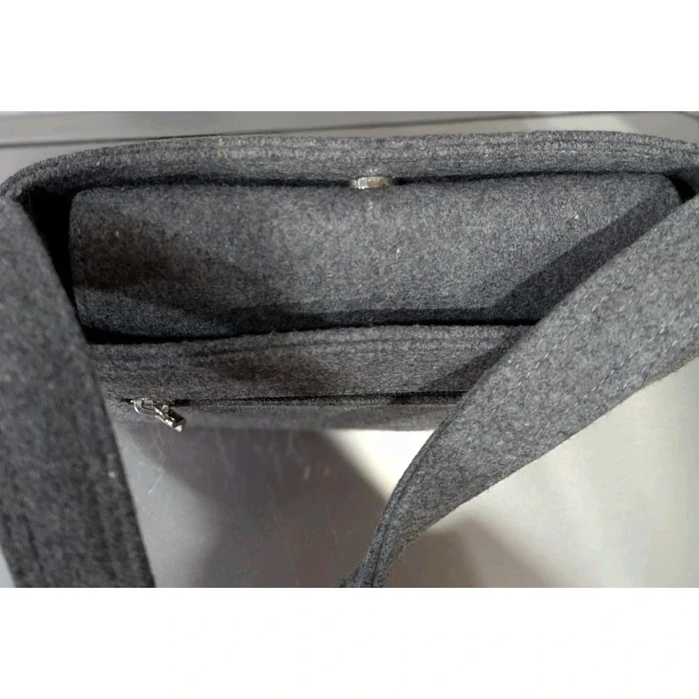 Kate Spade Vintage Gray Wool Felt Hobo‎ Shoulder Bag Magnetic Closure